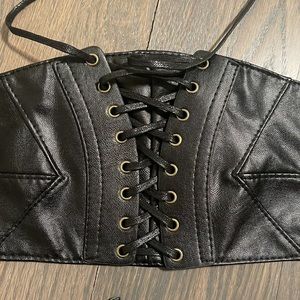 Black leather corset for waist